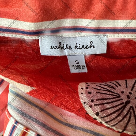 White Birch Small Pink & Red Floral & Striped Long Sleeve Button Blouse - Picture 5 of 5